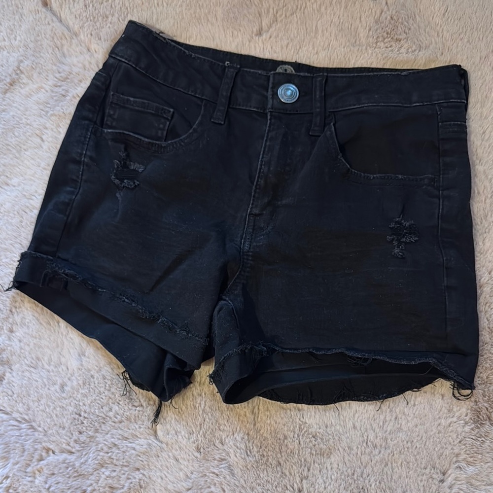 Women's Black Distressed Denim Shorts
